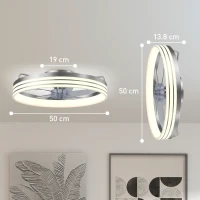 HOMCOM Ceiling Fans with Lights and Remote & App Control, 50cm LED Ceiling Fan Light with 3 Colour Temperatures, 6 Speed, Silver(m-3)