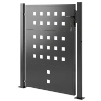 Outsunny Gartentor aus verzinktem Stahl Metall Gartentür mit Griff Schloss 3 Schlüssel abschließbar Zauntor 105x130 cm Dunkelgrau(m-10)