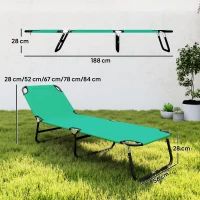 Outsunny Bain de soleil chaise longue pliante inclinable en tissu Oxford pour plage camping piscine 188 x 56 x 28 cm vert foncé(m-3)