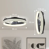 HOMCOM Ceiling Fans with Lights and Remote & App Control, 50cm LED Ceiling Fan Light with 3 Colour Temperatures, 6 Speed, Black(m-3)