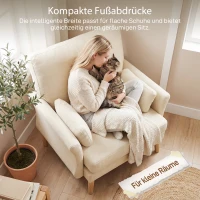 HOMCOM Samtgepolsterter Sessel, Übergroßer Akzentstuhl mit Holzbeinen, Lesesessel für Wohn- und Schlafzimmer, Cremeweiß(m-5)