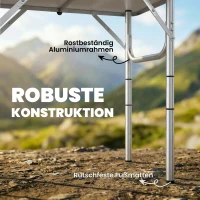 Outsunny Campingtisch Klapptisch mit Netzfach, 4 Höhenverstellungen, Tragegriff Aluminium 60 x 40 x 26-60 cm Schwarz(m-7)