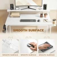 HOMCOM Computer Desk, 80cm Home Office Study Table with Hutch Shelf, Cup Holder, Headphone Hook, White(m-5)