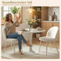 HOMCOM Esszimmerstühle, Küchenstühle, weich gepolstert mit Chenille, 50,5 x 57,5 x 78,5 cm, Cremeweiß(m-5)