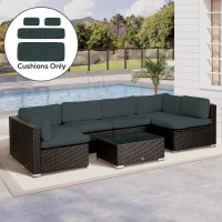 Outsunny Garden Rattan Sofa Cushion Polyester Cover Replacement Outdoor- No Cushion Included, Grayish Green(m-2)