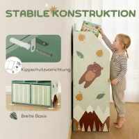 AIYAPLAY Kinderrek Boekenrek voor kinderen met 2 stoffen lades, open rek voor 3-8 jaar 62,5x30x91,5 cm Groen(m-6)