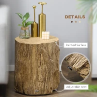 HOMCOM Tree Stump End Table, Round Concrete Side Table for Indoor and Outdoor Use, Natural Wood Effect(m-6)
