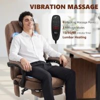 HOMCOM Office Chair with 6-Point Vibration Massage and Heat, Executive Computer Desk Chair with High Back, Reclining, Brown(m-4)