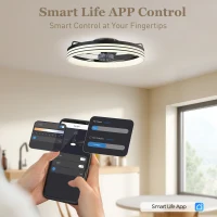 HOMCOM Ceiling Fans with Lights and Remote & App Control, 50cm LED Ceiling Fan Light with 3 Colour Temperatures, 6 Speed, Black(m-4)
