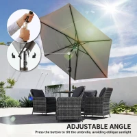 Outsunny 2.6 m Garden Parasol Umbrella with Aluminium Pole, Outdoor Patio Umbrella with Tilt and Crank, Vent, Light Grey(m-5)