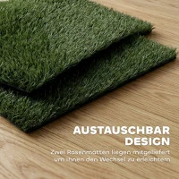 PawHut Hundetoilette 76 x 50,5 cm Hundeklo mit 2 Kunstrasen waschbar Welpentoilette für Hunde für Balkon Zuhause Schwarz+Grün(m-9)