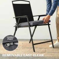 Outsunny Outdoor Chair Seat Cushions Set of 2, Garden Chair Cushions with 7cm Thick Foam & Ties, Dark Grey(m-6)