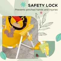 Outsunny Kids Picnic Table and Chair Set, Lion Themed Outdoor Garden Furniture w/ Foldable Chairs, Adjustable Parasol - Yellow(m-7)