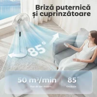 HOMCOM Ventilator pe Suport cu Telecomandă, Ventilator Vertical, Alb(m-6)