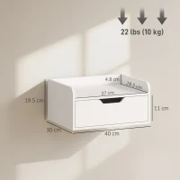 HOMCOM Floating Nightstands Set of 2, Wall Mounted Bedside Table with Drawer for Bedroom, White(m-3)