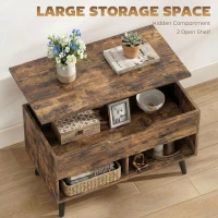 HOMCOM Lift Top Coffee Table with Hidden Storage Living Room Table Metal Legs 75 cm Rustic Brown(m-5)