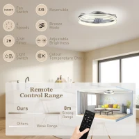 HOMCOM Ceiling Fans with Lights and Remote & App Control, 50cm LED Ceiling Fan Light with 3 Colour Temperatures, 6 Speed, Silver(m-8)