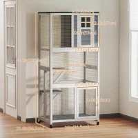 PawHut Wooden Catio Cat Outdoor Enclosure, Cat Cage with Waterproof Roof, Platforms, for Multiple Cats, White(m-3)