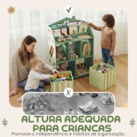 AIYAPLAY Estante Infantil para Brinquedos com Gavetas de Tecido Prateleiras Abertas Design de Ursinhos Organizador de Brinquedos Verde(m-5)