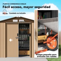 Outsunny Cobertizo de Jardín Exterior 2,42 m² 213x130x185 cm con Puerta Corredera Ventilación Guantes Amarillo(m-5)