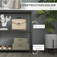 HOMCOM Console meuble 100 cm, table console 3 niveaux, plateaux en effet marbre, cadre en acier, blanc(m-5)