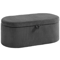 HOMCOM Storage Ottoman, Corduroy Upholstered Ottoman Storage Box with Padded Seat, 105 x 51 x 49 cm, Dark Grey(m-1)