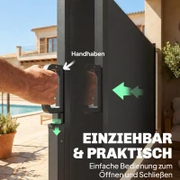 Outsunny Uittrekbare zijmarkies, privacybescherming voor buiten, waterafstotend, UV 50+, 420 x 185 cm, Donkergrijs(m-5)