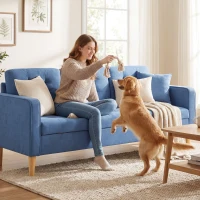 HOMCOM 3 Seater Sofa, 169cm Couch with Hidden Storage, Wood Legs, Blue(m-8)