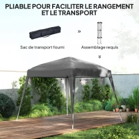 Outsunny Garden Canopy 3x3m Pop-up Folding Tent Steel Waterproof Polyester UV-Resistant with Carry Bag Gray(m-5)