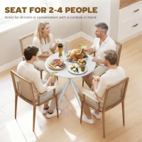 HOMCOM 80cm Industrial Round Dining Table - White(m-4)