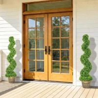 HOMCOM Set of 2 Artificial Plants, Topiary Spiral Boxwood Trees with Pot, for Home Indoor Outdoor Decor, 150cm(m-8)