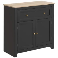 HOMCOM Sideboard Storage Cabinet, Modern Kitchen Cupboard with Adjustable Shelf, Drawer and Double Doors, Black(m-1)