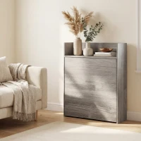 HOMCOM Kitchen Table, Folding Dining Table, with 4-Tier Shelves, Modern Drop-Leaf Table, Grey Wood Effect(m-9)