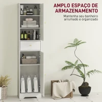 HOMCOM Coluna Casa de Banho com 2 Portas Arqueadas Gaveta e Prateleiras Ajustáveis Armário Alto Casa de Banho 40x29,5x170 cm Branco com Veios(m-4)