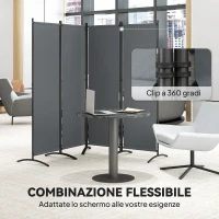 Outsunny Paravento da Esterno e Interno a 4 Pannelli Pieghevole, 221x50x172cm, Grigio Scuro(m-5)