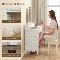 HOMCOM Multi-Storage Elegant Dressing Table, with LED Mirror - White(m-6)