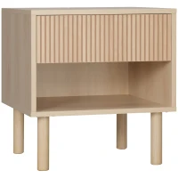 HOMCOM bedside table nightstand with drawers and cubbies, modern side table for bedroom, living room, dim. 47 x 47 x 50 cm, natural wood finish(m-10)