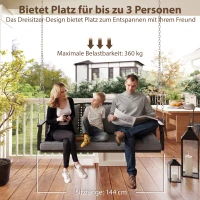Outsunny 3-Sitzer Veranda-Schaukel, Gartenschaukelbank mit 3 Rückenkissen, Sitzkissen, Hängevorrichtung, Grau(m-4)