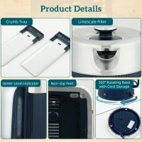 HOMCOM Electric Stainless Steel Kettle and Toaster Set, 3000W 1.7L UK Strix Thermostat Dark Blue(m-9)