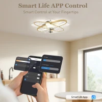 HOMCOM Ceiling Fan with Light and Remote, 3 Colour Temperatures, LED Mount Ceiling Fan Light for Bedroom, Gold Tone(m-4)