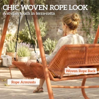 Outsunny Hollywoodschommel, Tuinschommel met Kussens, Frame, Voor Tuin, Balkon, 174 x 120 x 162 cm, Metaal, Terracotta(m-5)