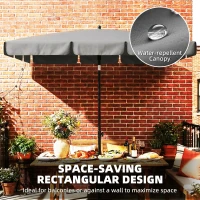 Outsunny Prostokątny parasol balkonowy z 3-stopniową regulacją kąta nachylenia, plażowy z 8 ramionami, 183x122x222 cm, ciemnoszary(m-4)