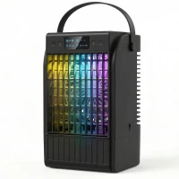 HOMCOM Portable Air Conditioner, 4-in-1 Mini Air Cooler with 4 Wind Speed, 2 Cool Mist, RGB 7 LED Light, Black(m-1)