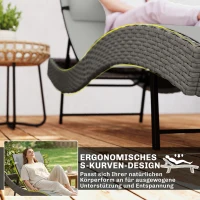 Outsunny Poly Rattan Sonnenliege S-förmige Gartenliege mit 5-fach verstellbare Rückenlehne Kopfstütze atmungsaktive UV-beständig(m-4)