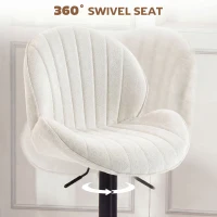 HOMCOM Bar Stools Set of 2, Swivel Barstools with Back, Adjustable Height and Footrest for Kitchen Island, Dining Room, Cream(m-6)