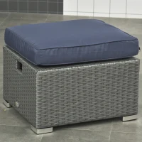 Outsunny Six-piece Outdoor Rattan Dining Set, Outdoor Sofa Set with Reclining Armchairs and Mental Frame, Blue(m-12)