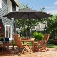 Outsunny 2.6 m Garden Parasol Umbrella with Aluminium Pole, Outdoor Patio Umbrella with Tilt and Crank, Vent, Black(m-9)