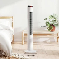HOMCOM Oscillating Tower Fan Remote Control 3 Speed Modes Cooling Machine White(m-3)