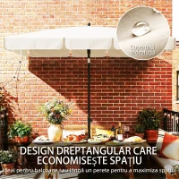 Outsunny Umbrelă Rectangulară cu 3 Înclinații și Manivelă, din Metal și Poliester, 183x122x222 cm, Bej(m-4)
