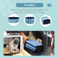 PawHut Collapsible Non-Slip PVC Dog Pool, Easy to Clean, 160 cm Diameter x 30 cm Height, Blue(m-5)